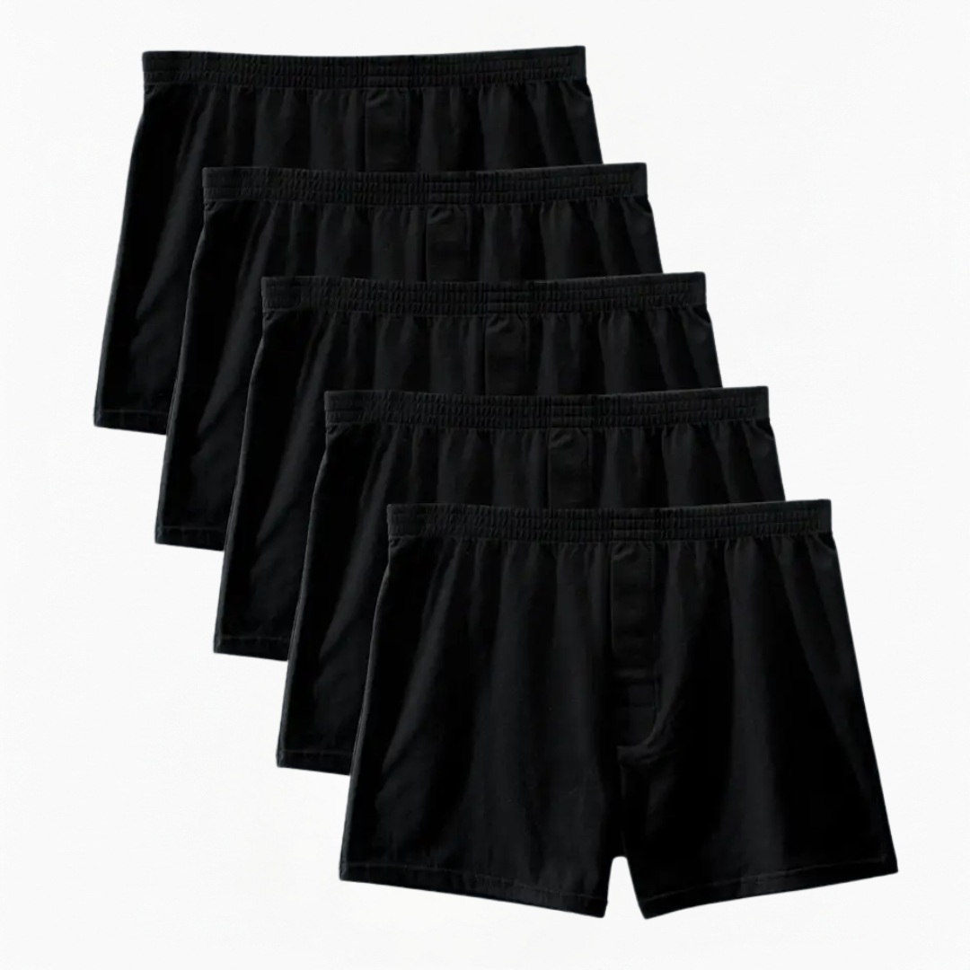 Effenkleurige boxershort - 5 stuks zwart